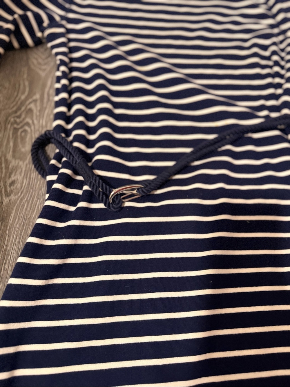 Ralph Lauren Navy and White Striped Belted Knit Dress - Picture 3 of 5